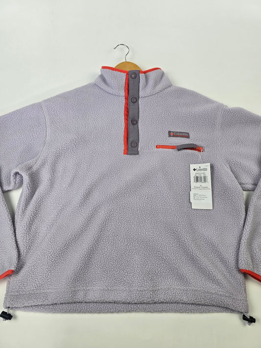 Columbia Helvetia™ II Cropped Half Snap Fleece Lavender Pearl. Shale Purple. Zing M