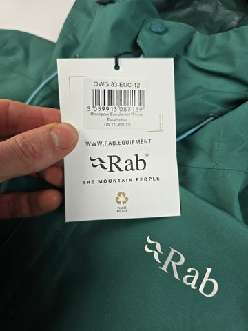 Rab Downpour Eco Jacket Wmns Eucalyptus Size 12