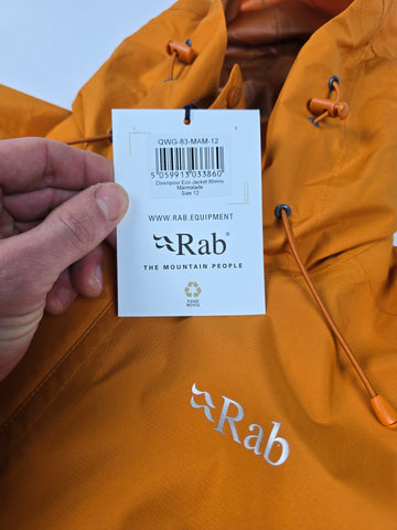 Rab Downpour Eco Jacket Wmns Marmalade Size 12