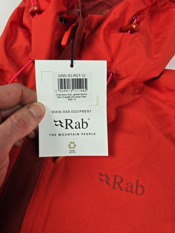 Rab Downpour Eco Jacket Wmns Red Grapefruit/Tuscan Red Size 12