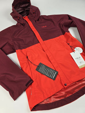 Rab Downpour Eco Jacket Wmns Deep Heather/Red Grapefruit Size 12