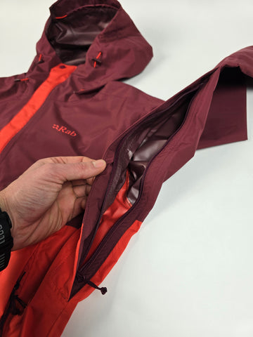 Rab Downpour Eco Jacket Wmns Deep Heather/Red Grapefruit Size 12