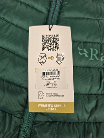 Rab Cirrus Jacket Wmns Green Slate Size 12