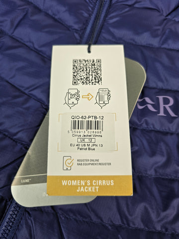 Rab Cirrus Jacket Wmns Patriot Blue Size 12