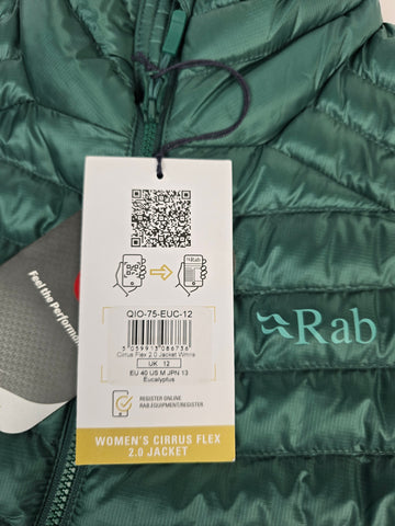 Rab Cirrus Flex 2.0 Jacket Wmns Eucalyptus Size 12