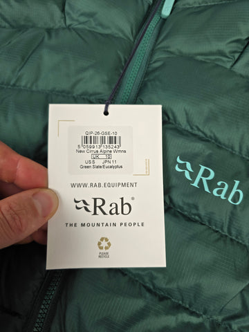 Rab Cirrus Alpine Jacket Wmns Green Slate/Eucalyptus Size 10