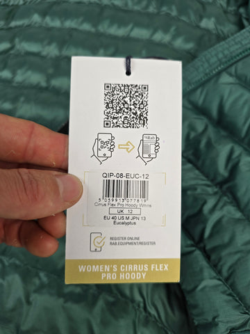 Rab Cirrus Flex Pro Hoody Wmns Eucalyptus Size 12