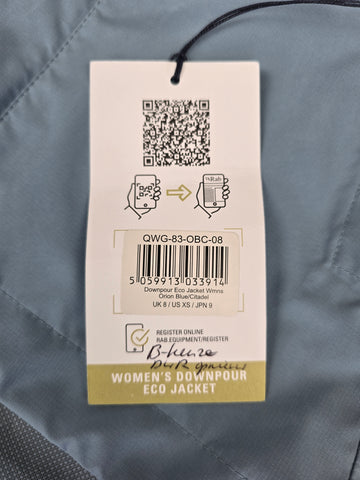 Rab Downpour Eco Jacket Wmns Orion Blue/Citadel Size 08