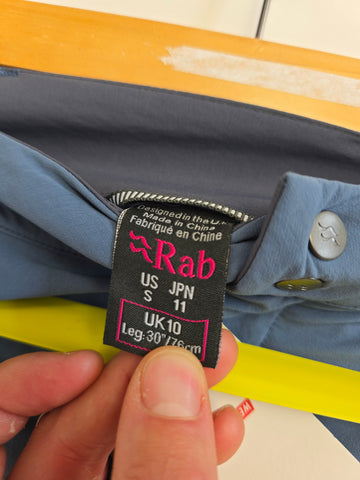 Rab Incline Pants Wmns Bering Sea Size 10 Regular Leg