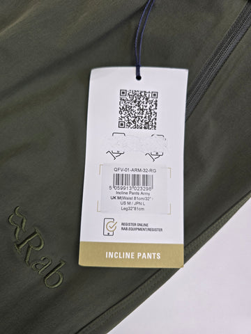 Rab Incline Pants Army 32" Regular Leg