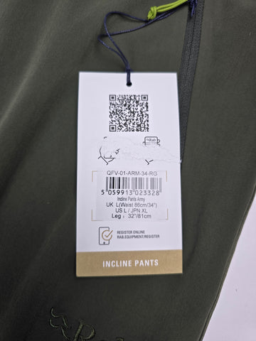 Rab Incline Pants Army 34" Regular Leg