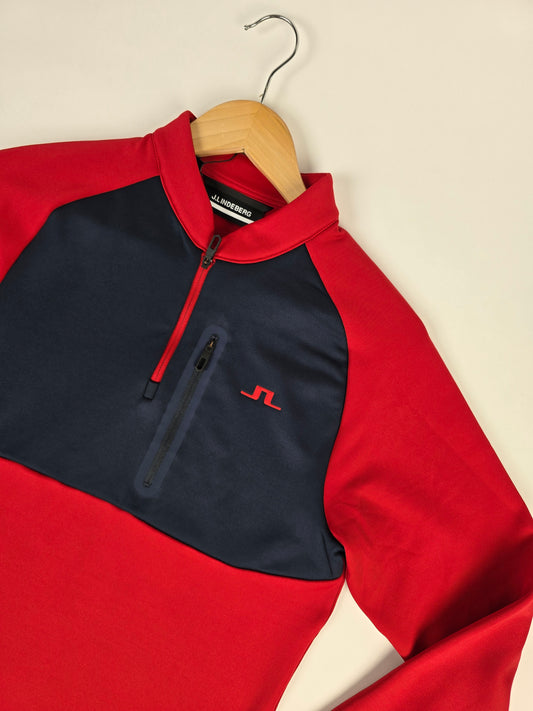 J.Lindeberg Adam Quarter Zip Mid Layer Barbados Cherry Heren S