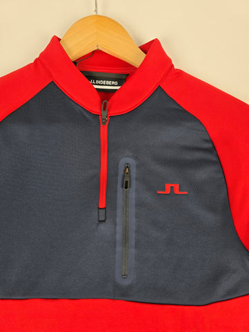 J.Lindeberg Adam Quarter Zip Mid Layer Barbados Cherry Heren S