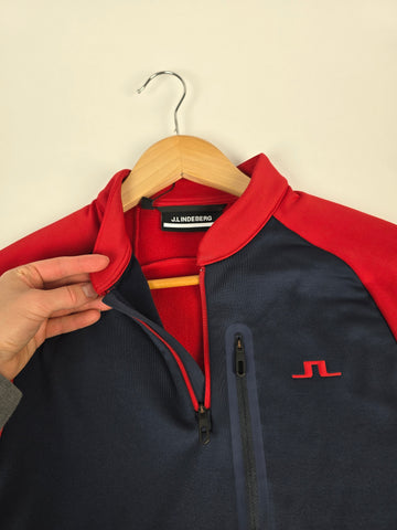 J.Lindeberg Adam Quarter Zip Mid Layer Barbados Cherry Heren S