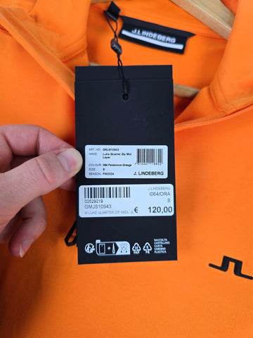 J.Lindeberg Luke Quarter Zip Persimmon Orange Nieuw Heren S