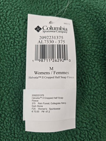 Columbia Helvetia™ II Cropped Half Snap Fleece Rain Forest. Collegiate Navy. Dark Stone M