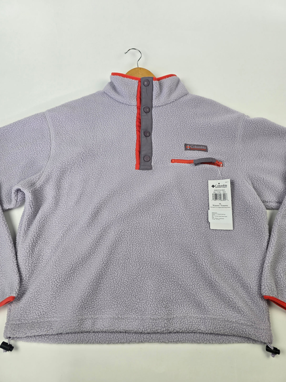 Columbia Helvetia™ II Cropped Half Snap Fleece Lavender Pearl. Shale Purple. Zing M