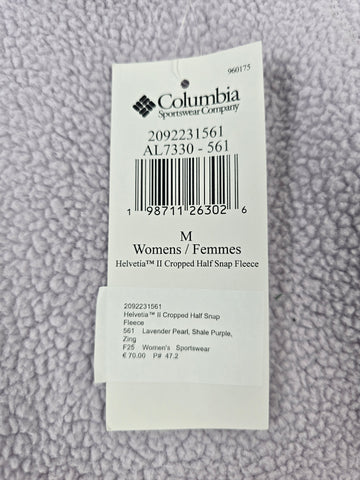 Columbia Helvetia™ II Cropped Half Snap Fleece Lavender Pearl. Shale Purple. Zing M