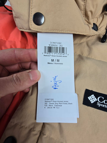 Columbia Wallowa™ Down Hooded Jacket Canoe. Zing. Rain Forest. Black M