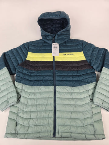 Columbia Powder Pass™ Hooded Jacket Crushed Blue. Everblue. Neon Light. Shrk M