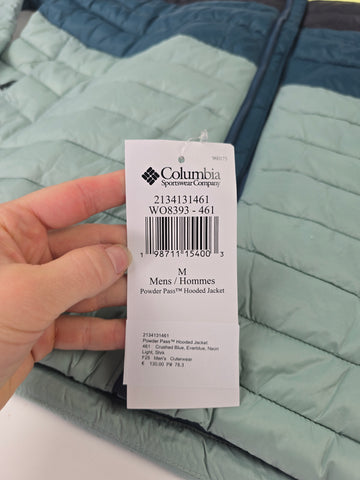 Columbia Powder Pass™ Hooded Jacket Crushed Blue. Everblue. Neon Light. Shrk M