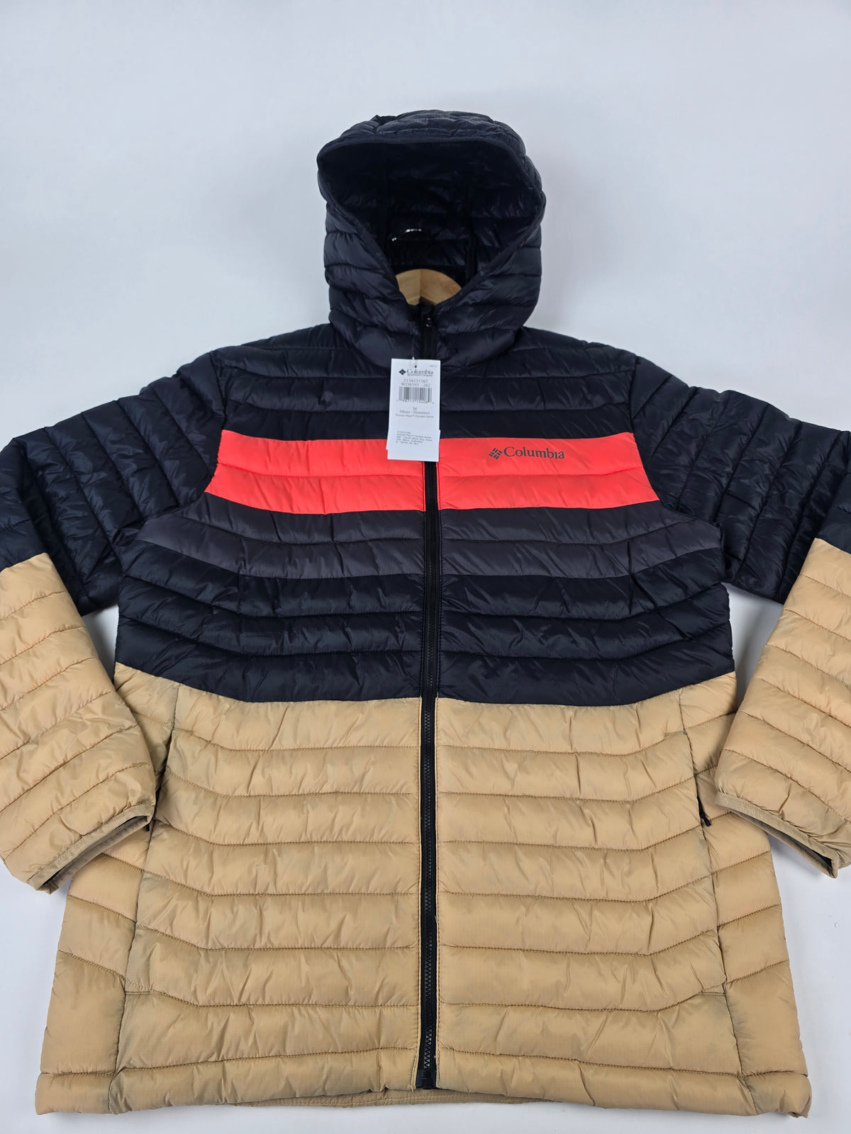 Columbia Powder Pass™ Hooded Jacket Canoe. Black. Zing. Shark M