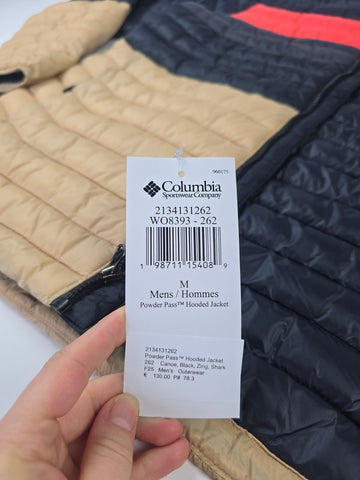 Columbia Powder Pass™ Hooded Jacket Canoe. Black. Zing. Shark M
