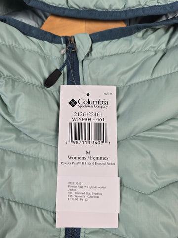 Columbia Powder Pass™ II Hybrid Hooded Jacket Crushed Blue. Everblue Dames M