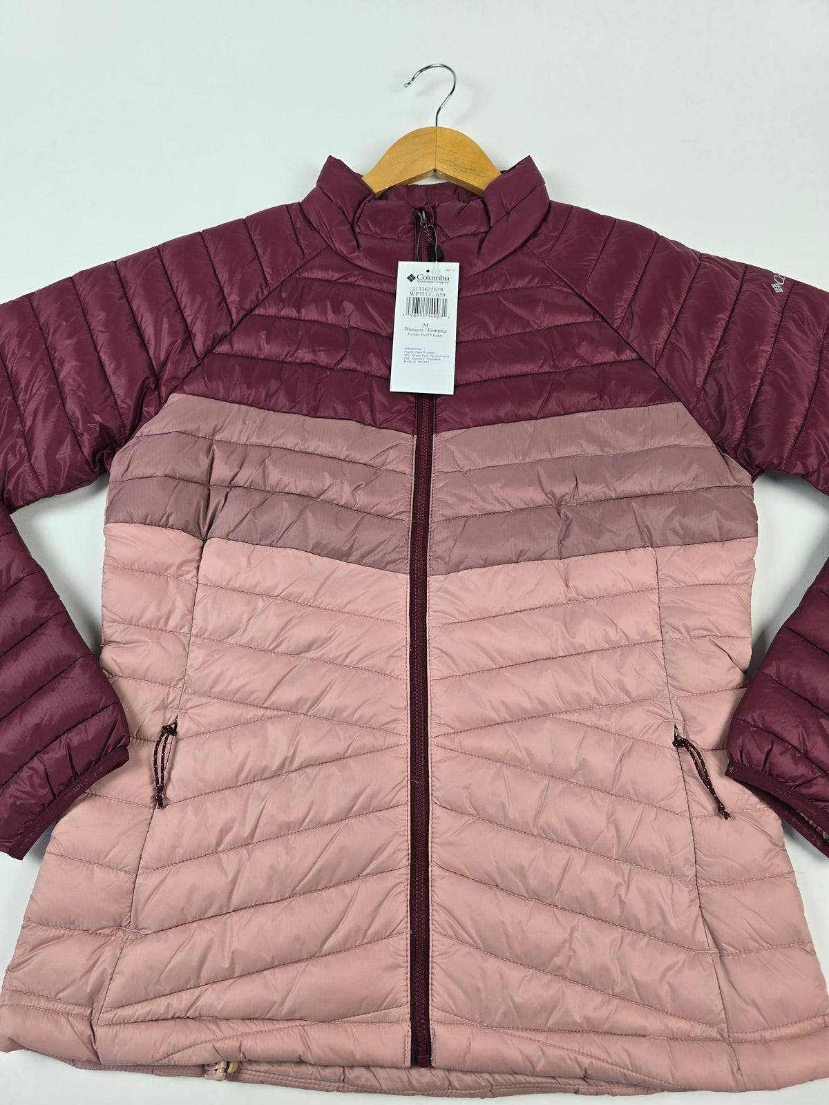 Columbia Powder Pass™ Jacket Eraser Pink. Fig. Rich Wine Dames M