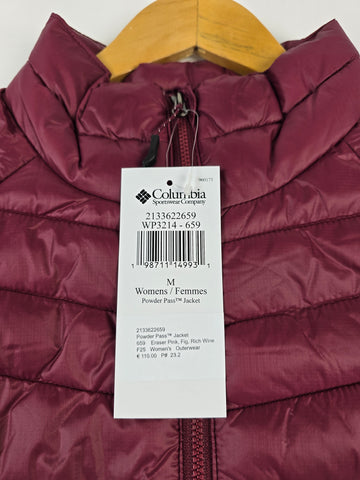 Columbia Powder Pass™ Jacket Eraser Pink. Fig. Rich Wine Dames M