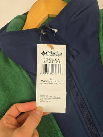 Columbia Sequoia Grove™ Full Zip Fleece Rain Forest. Collegiate Navy Dames M