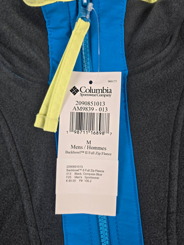 Columbia Backbowl™ II Full Zip Fleece Black. Compass Blue Heren M