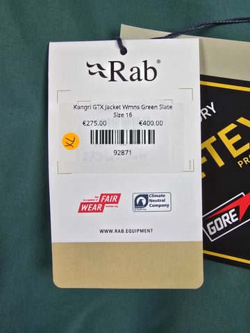 Kangri GTX Jacket Wmns Green Slate Size 16