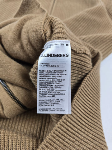 J. Lindeberg Kyler Wool Blend Zip Bruin Heren L