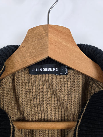 J. Lindeberg Kyler Wool Blend Zip Bruin Heren L