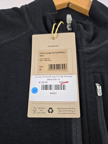 Ulvang Alltime Bridge Full Zip Midlayer Black Men M