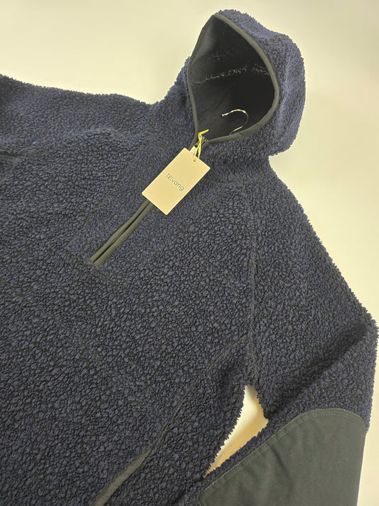 Ulvang Re Orbit Hooded Half Zip Wool Pile Navy Blue Men M