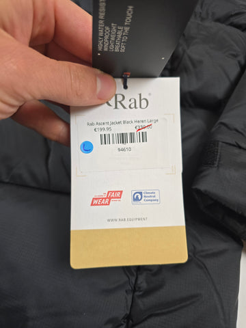 Rab Ascent Jacket Black Heren Large