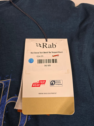 Rab Stance Tech Sketch Tee Tempest Blue L