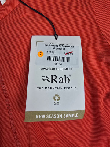 Rab Cindercrino Zip Tee Wmns Red Grapefruit 10