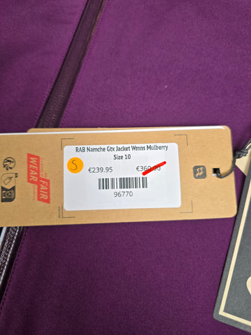 RAB Namche Gtx Jacket Wmns Mulberry Size 10