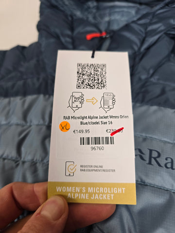 RAB Microlight Alpine Jacket Wmns Orion Blue/citadel Size 16