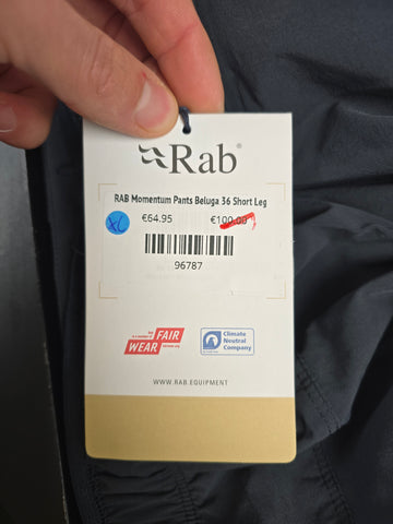 RAB Momentum Pants Beluga 36 Short Leg