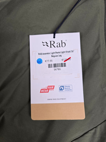 RAB Ascendor Light Pants Light Khaki 38" Regular Leg